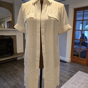 White Button-Up Shirt Dress